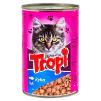 Tropi konservs ar zivju gabaliņiem kaķiem 415g | STOCK
