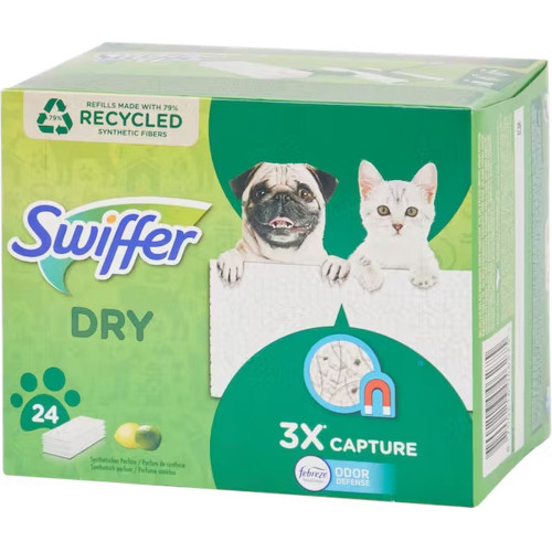 Swiffer grīdas slotas sausās rezerves - lupatiņas ar citrusu smaržu 24gab | STOCK