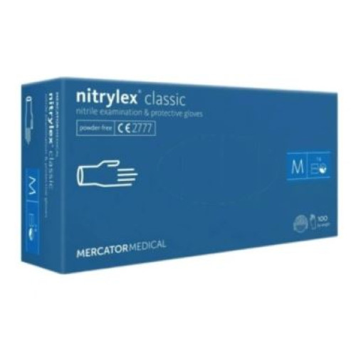 Mercator nitrylex® nitrila cimdi bez pūdera, zili, M izmērs 100gab | STOCK