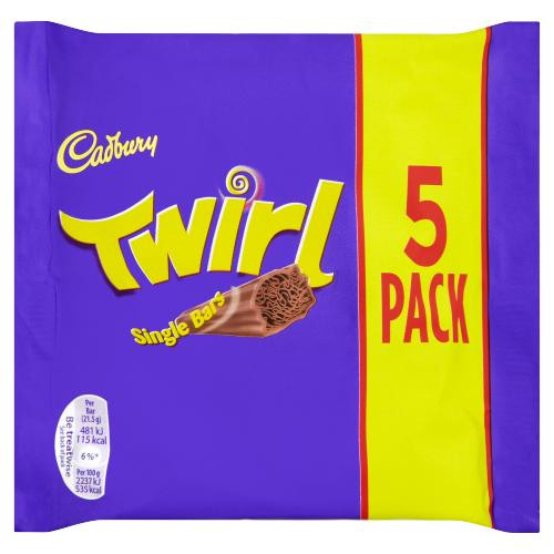 CADBURY Twirl šokolādes batoniņi (5) 107.5g | STOCK