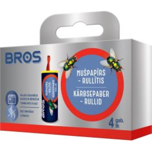BROS mušpapīrs rullīšos 4gab | STOCK