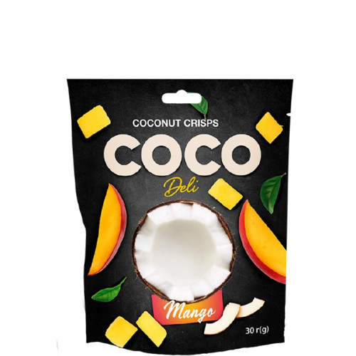 COCO DELI kokosriekstu čipsi ar mango garšu 30g | STOCK
