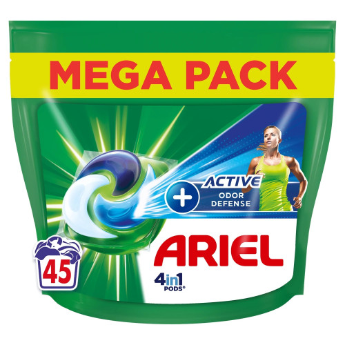 ARIEL 4in1 Odor Defense veļas mazgāšanas kapsulas 45gab | STOCK