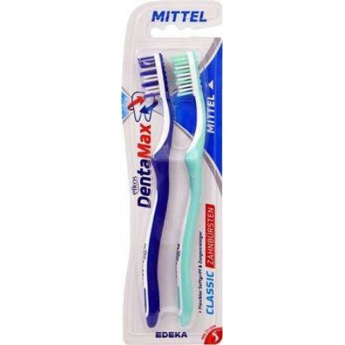 Elkos Denta Max Medium x2 vidēji cietas zobu birstes | STOCK